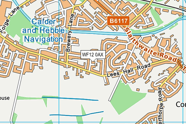 WF12 0AX map - OS VectorMap District (Ordnance Survey)