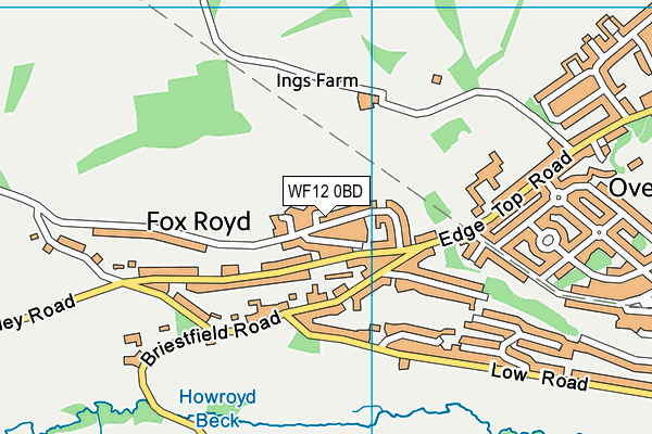 WF12 0BD map - OS VectorMap District (Ordnance Survey)