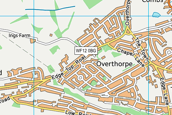 WF12 0BG map - OS VectorMap District (Ordnance Survey)