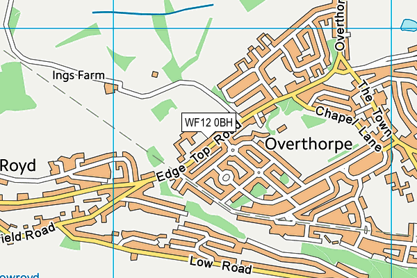 Overthorpe CofE Academy map (WF12 0BH) - OS VectorMap District (Ordnance Survey)