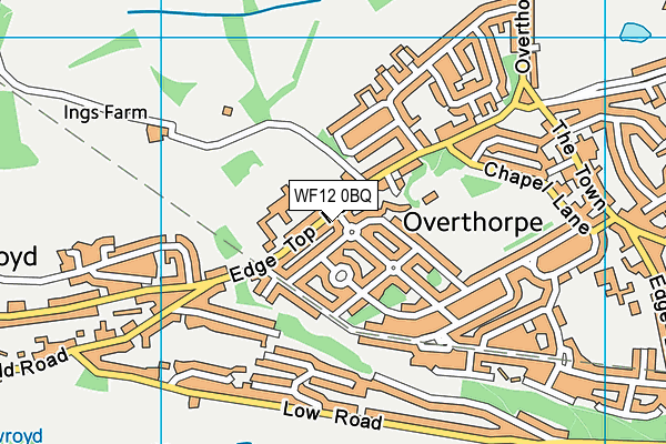 WF12 0BQ map - OS VectorMap District (Ordnance Survey)