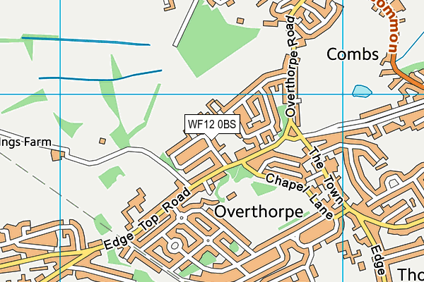 WF12 0BS map - OS VectorMap District (Ordnance Survey)