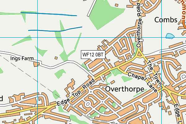 WF12 0BT map - OS VectorMap District (Ordnance Survey)