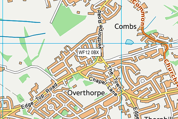 WF12 0BX map - OS VectorMap District (Ordnance Survey)