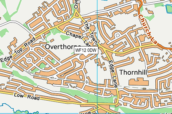 WF12 0DW map - OS VectorMap District (Ordnance Survey)