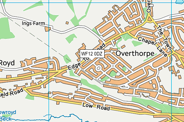 WF12 0DZ map - OS VectorMap District (Ordnance Survey)