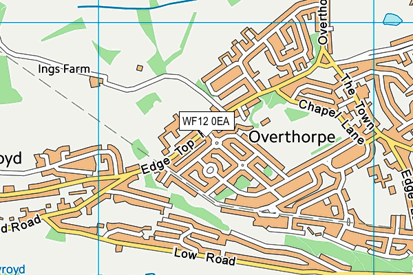 WF12 0EA map - OS VectorMap District (Ordnance Survey)