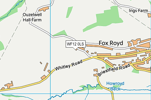 WF12 0LS map - OS VectorMap District (Ordnance Survey)