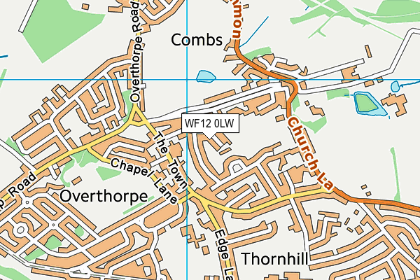 WF12 0LW map - OS VectorMap District (Ordnance Survey)