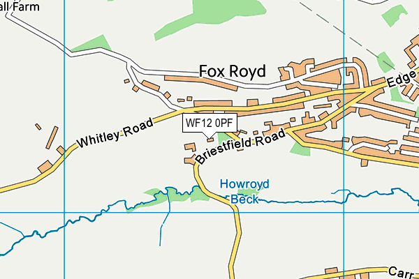 WF12 0PF map - OS VectorMap District (Ordnance Survey)