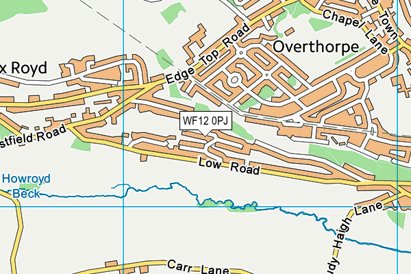 WF12 0PJ map - OS VectorMap District (Ordnance Survey)
