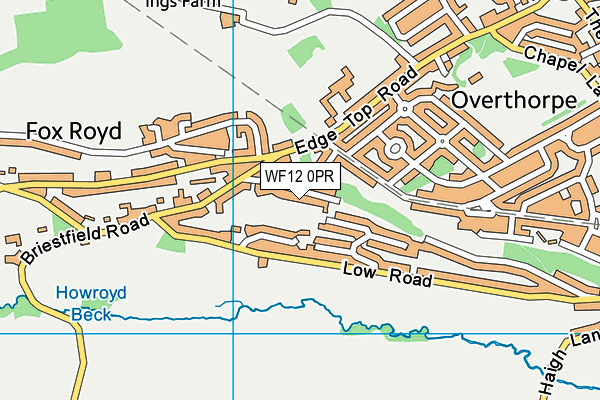 WF12 0PR map - OS VectorMap District (Ordnance Survey)