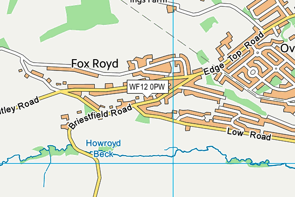 WF12 0PW map - OS VectorMap District (Ordnance Survey)