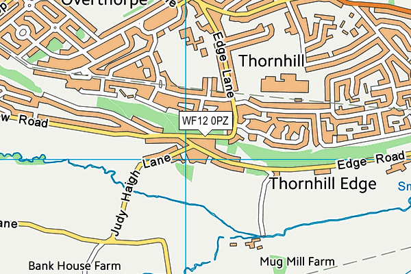 WF12 0PZ map - OS VectorMap District (Ordnance Survey)