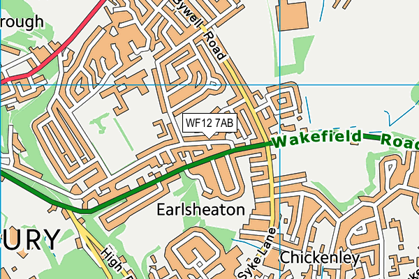 WF12 7AB map - OS VectorMap District (Ordnance Survey)