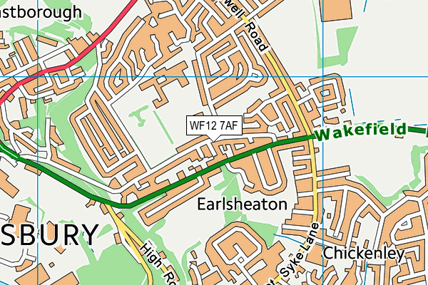 WF12 7AF map - OS VectorMap District (Ordnance Survey)