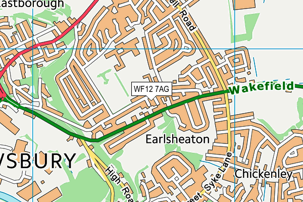 WF12 7AG map - OS VectorMap District (Ordnance Survey)