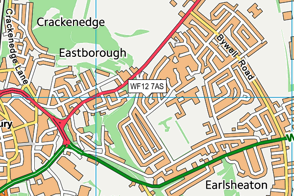 WF12 7AS map - OS VectorMap District (Ordnance Survey)