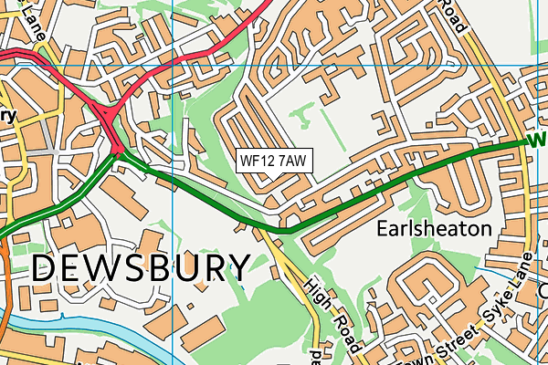 WF12 7AW map - OS VectorMap District (Ordnance Survey)