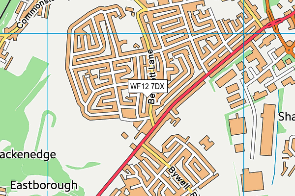 WF12 7DX map - OS VectorMap District (Ordnance Survey)