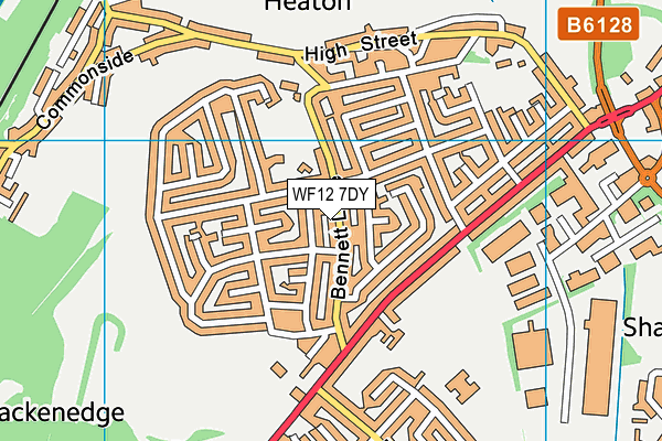 WF12 7DY map - OS VectorMap District (Ordnance Survey)