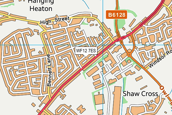 WF12 7ES map - OS VectorMap District (Ordnance Survey)