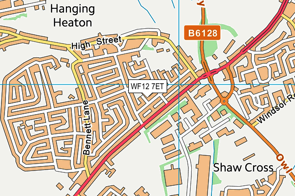WF12 7ET map - OS VectorMap District (Ordnance Survey)