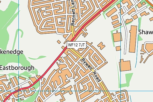 WF12 7JT map - OS VectorMap District (Ordnance Survey)