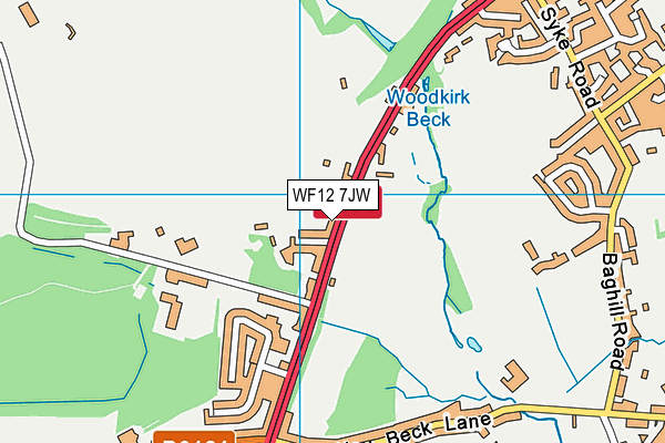 WF12 7JW map - OS VectorMap District (Ordnance Survey)