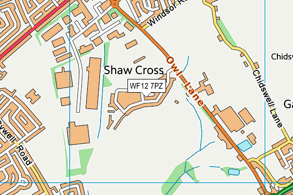 WF12 7PZ map - OS VectorMap District (Ordnance Survey)