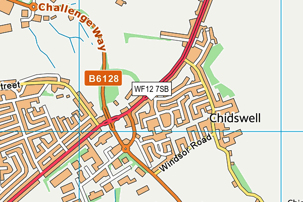 WF12 7SB map - OS VectorMap District (Ordnance Survey)