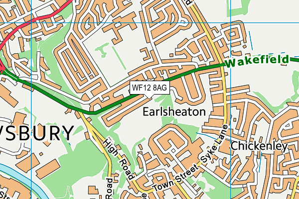 Earlsheaton Park map (WF12 8AG) - OS VectorMap District (Ordnance Survey)