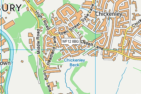 WF12 8BG map - OS VectorMap District (Ordnance Survey)