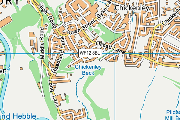 WF12 8BL map - OS VectorMap District (Ordnance Survey)