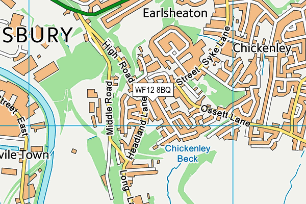 WF12 8BQ map - OS VectorMap District (Ordnance Survey)