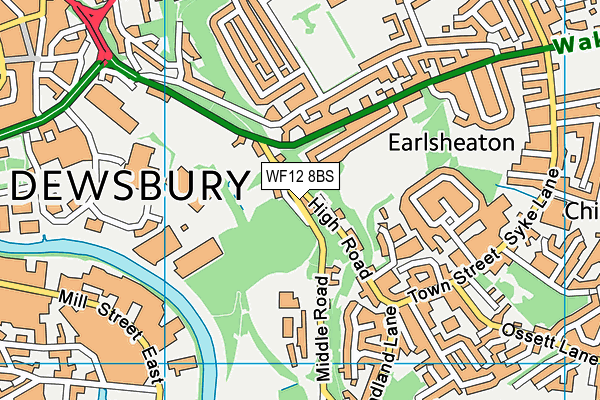 WF12 8BS map - OS VectorMap District (Ordnance Survey)