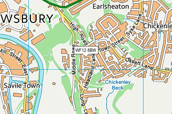 WF12 8BW map - OS VectorMap District (Ordnance Survey)