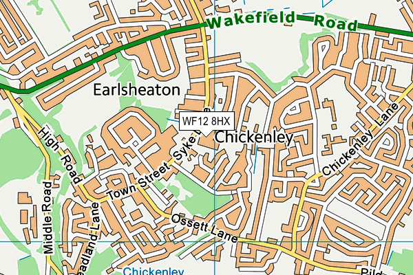 WF12 8HX map - OS VectorMap District (Ordnance Survey)