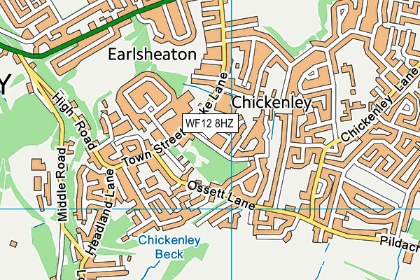 WF12 8HZ map - OS VectorMap District (Ordnance Survey)