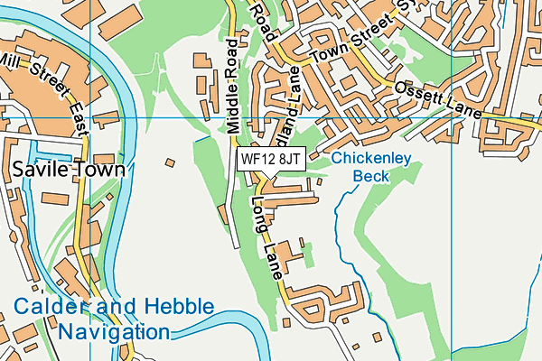 WF12 8JT map - OS VectorMap District (Ordnance Survey)
