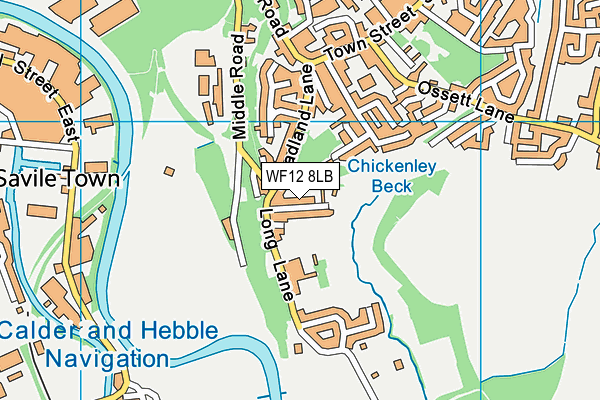 WF12 8LB map - OS VectorMap District (Ordnance Survey)