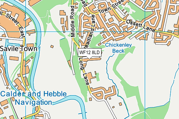 WF12 8LD map - OS VectorMap District (Ordnance Survey)