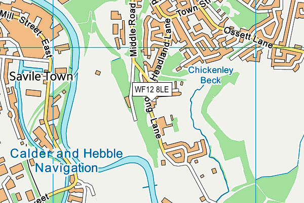 WF12 8LE map - OS VectorMap District (Ordnance Survey)