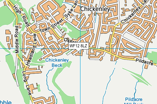 WF12 8LZ map - OS VectorMap District (Ordnance Survey)