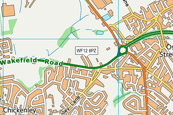 WF12 8PZ map - OS VectorMap District (Ordnance Survey)