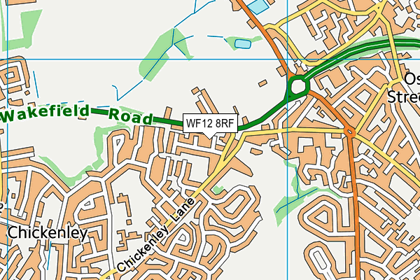 WF12 8RF map - OS VectorMap District (Ordnance Survey)