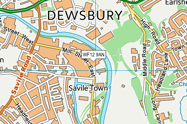 WF12 9AN map - OS VectorMap District (Ordnance Survey)