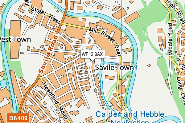 WF12 9AX map - OS VectorMap District (Ordnance Survey)