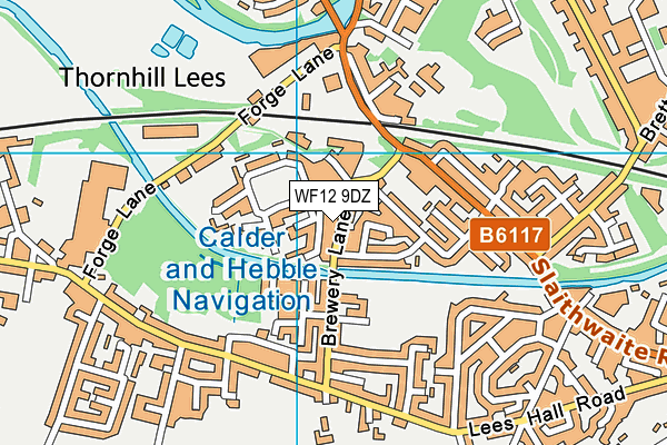 WF12 9DZ map - OS VectorMap District (Ordnance Survey)