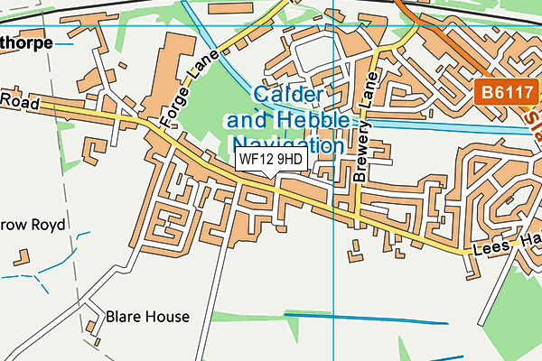 WF12 9HD map - OS VectorMap District (Ordnance Survey)